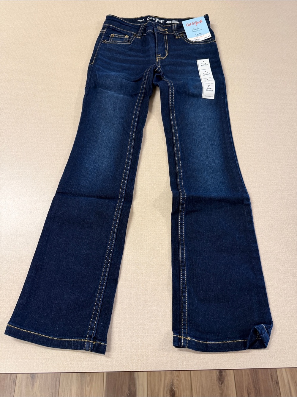 NWT Cat & Jack Dark Blue Flare Jeans - Girls slim bootcut size 7